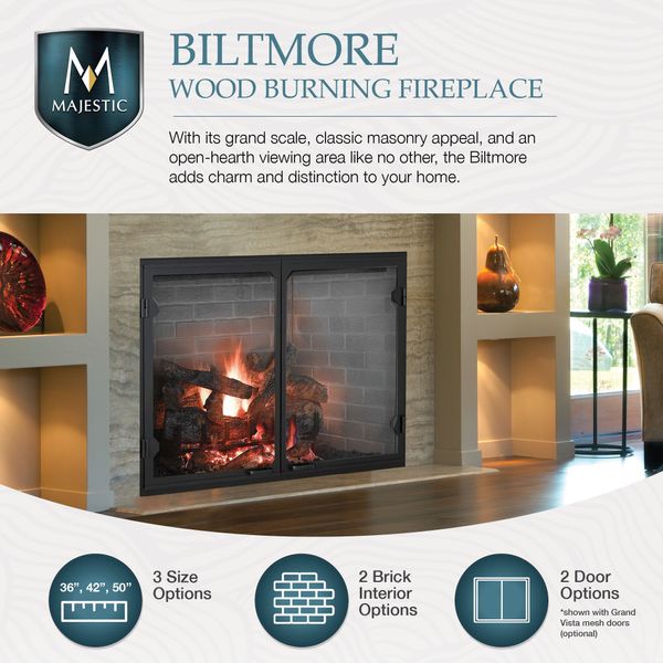 Majestic Biltmore Wood Burning Fireplace