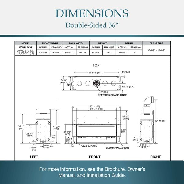 Majestic Echelon See Through Direct Vent Gas Fireplace - 36"