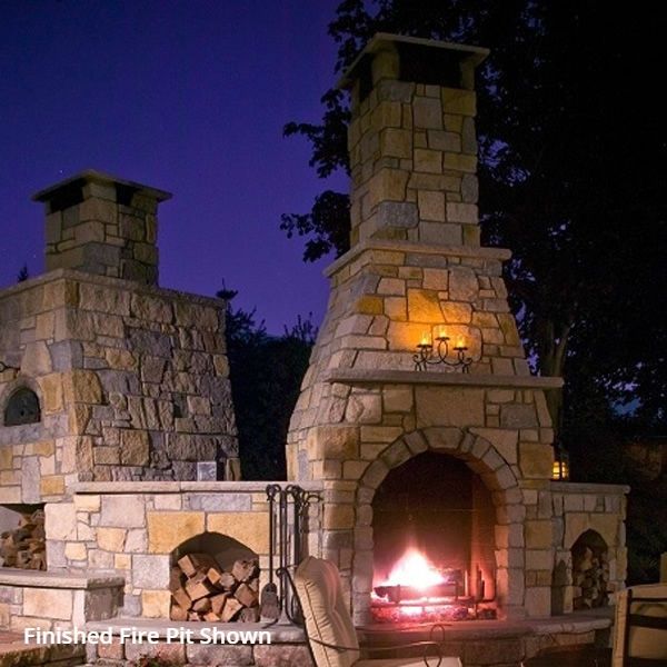 Pre-Engineered Arched Masonry Wood Burning Outdoor Fireplace - 42"