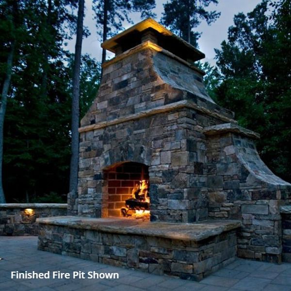 Pre-Engineered Arched Masonry Wood Burning Outdoor Fireplace - 42"