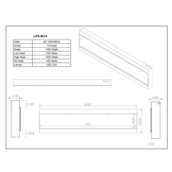 Modern Flames Landscape Pro Slim Linear Electric Fireplace – 96”