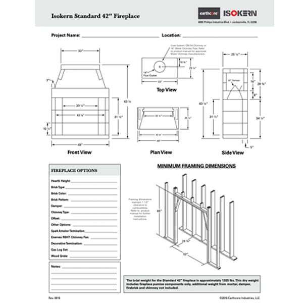 Isokern Standard Fireplace - 42"
