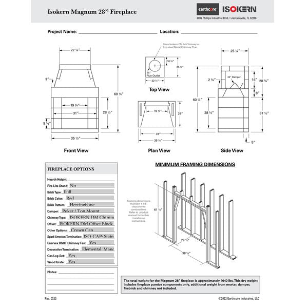 Isokern Magnum Outdoor Fireplace - 28"
