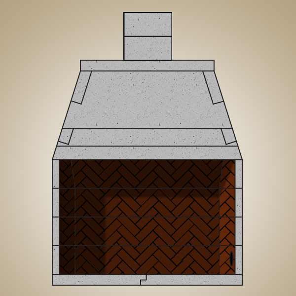 49" Pre-cast Masonry Firebox Kit with Liner and 24" Chimney