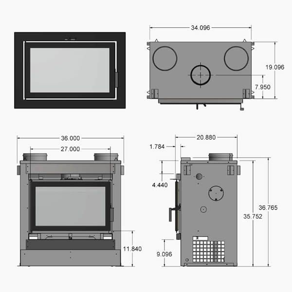 Supreme Astra Single-Sided Wood Burning Fireplace – 24”