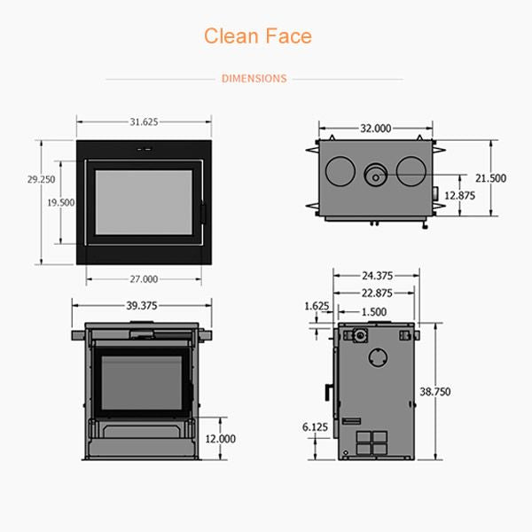 Supreme Astra 32 Zero Clearance Wood Fireplace