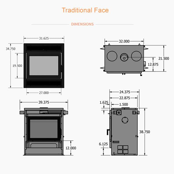 Supreme Astra 32 Zero Clearance Wood Fireplace