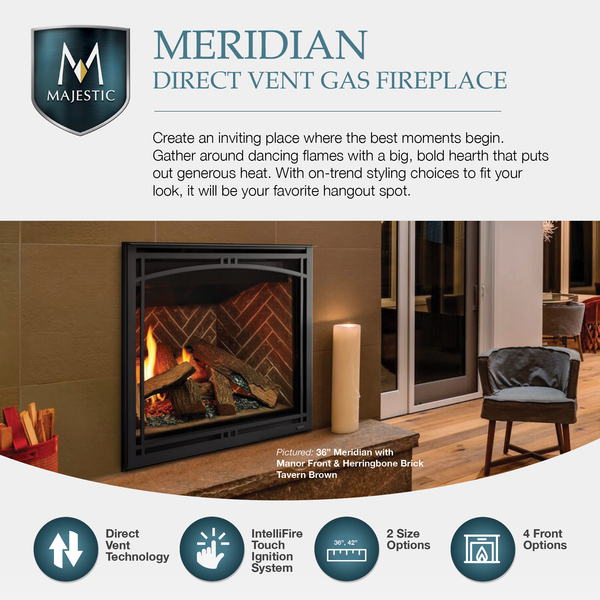 Majestic Meridian Direct Vent Gas Fireplace - 42"